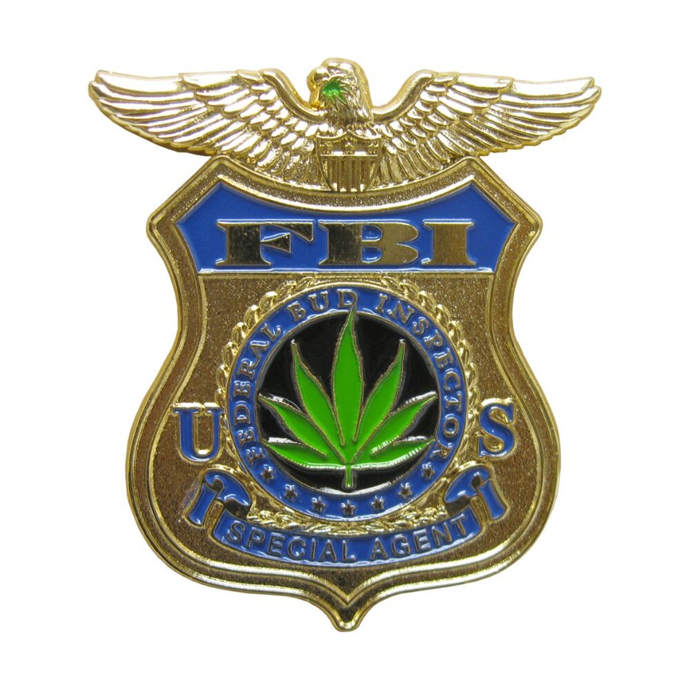 FBI Badge Parody Enamel Pin- Federal Bud Investigator Weed Pot Funny Novelty NWT